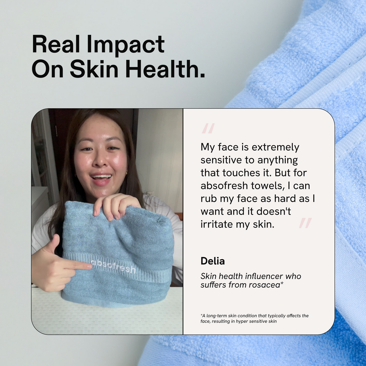 Real Impact On Skin Health: Delia's Absofresh towel testimonial