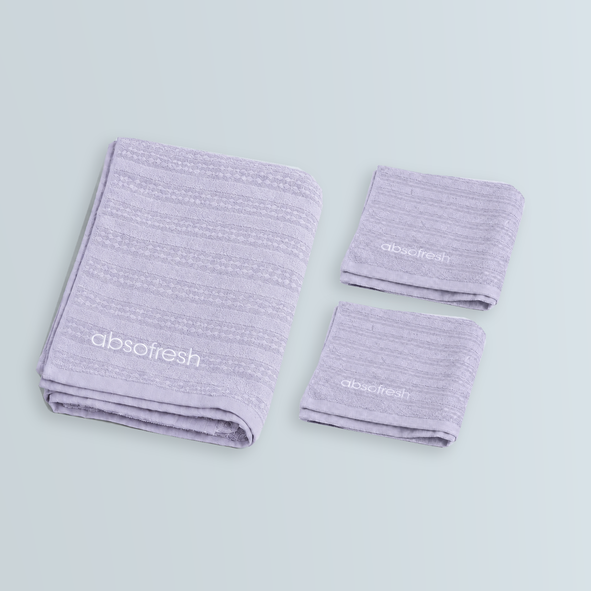 AeroWeave Home Essentials Gift Set in matching Lilac Purple with one bath towel and two hand towels