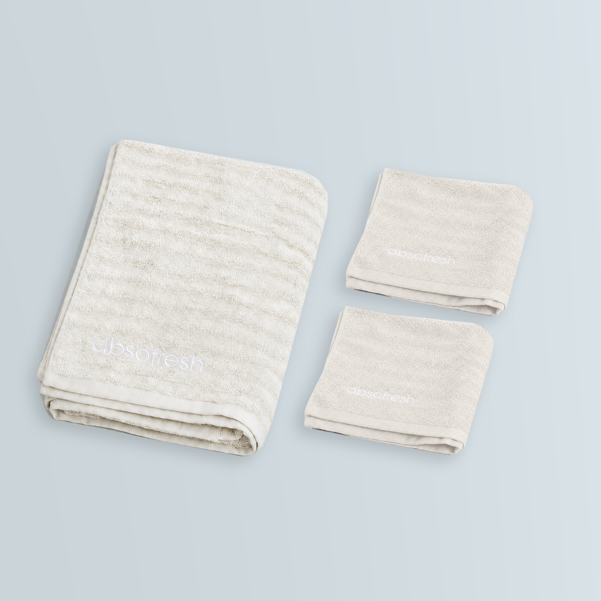CloudWeave Home Essentials Gift Set in ivory cream with one bath towel and two hand towels