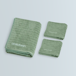 CloudWeave Home Essentials Gift Set in sage green with one bath towel and two hand towels