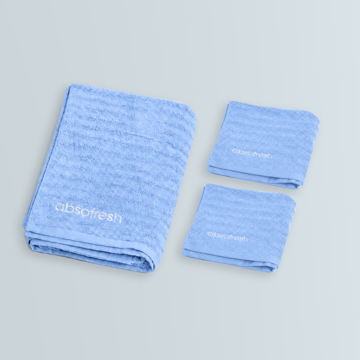 CloudWeave Home Essentials Gift Set in Sky Blue with one bath towel and two hand towels